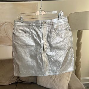 Rag & Bone Metallic Sliver Leather Mini Skirt Size 30 (US 10)